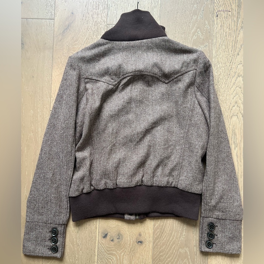 Delias Wool Ronnie Herring Brown Bomber Jacket NWT! dELiA*S - Picture 8 of 12
